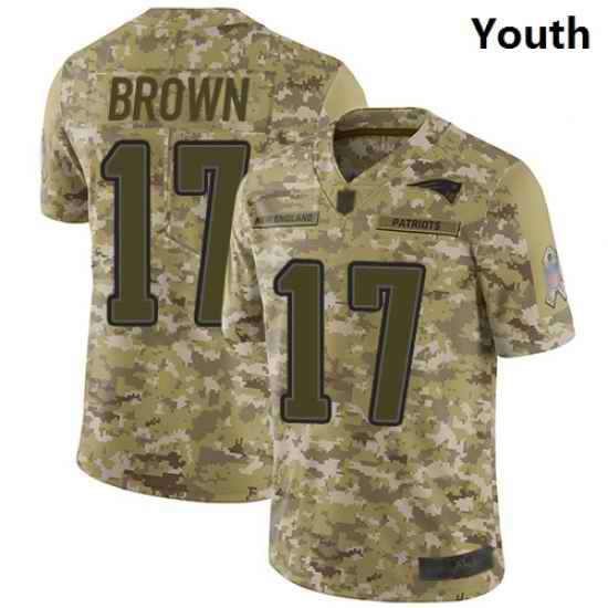 Patriots #17 Antonio Brown Camo Youth Stitched Football Limited 2018 Salute to Service Jersey